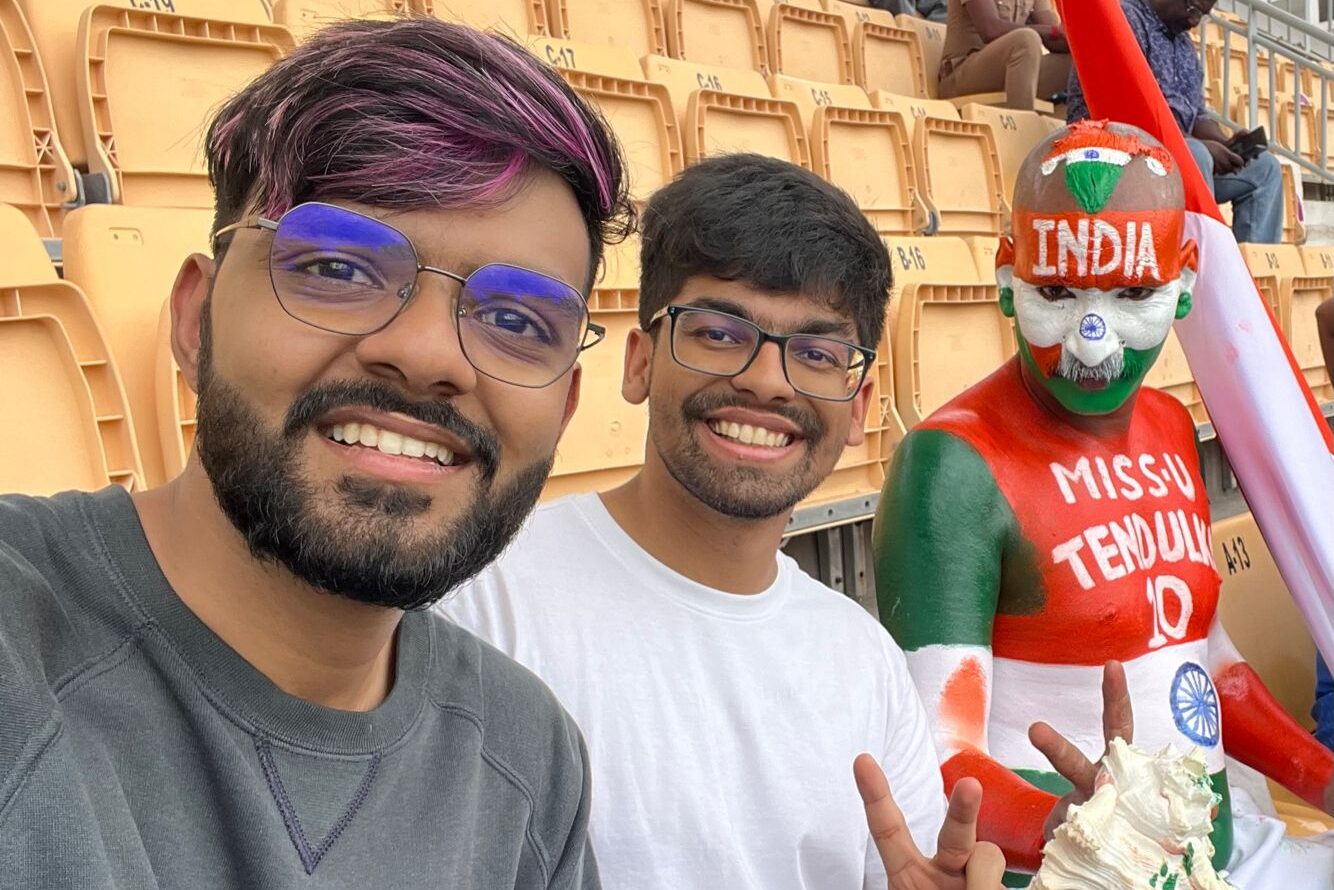 Cricket By JB chilling in the stands with Sudhir Kumar, the Sachin super fan!